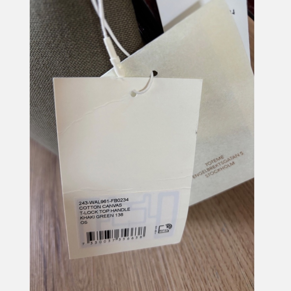 100% Authentic! NWT Org.$1340 Toteme T-Lock Canvas Top Handle Bag Khaki Green - Picture 14 of 14